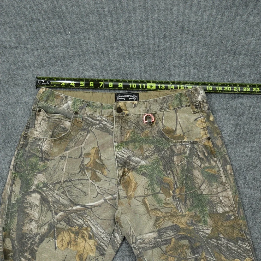 Realtree Pants Mens 36x32 Green Xtra Camo Straight Leg Cotton Button Fly D-Ring